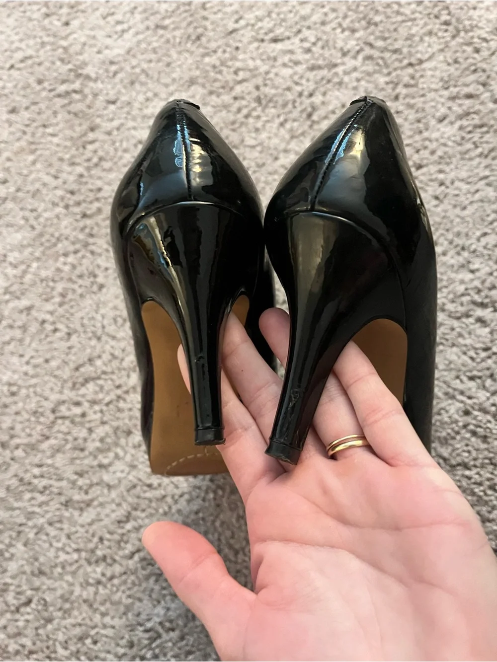 Vince Camuto Black Patent Pointed Pumps